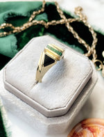 14k Vintage Inlaid Malachite & Onyx Ring