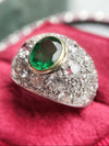 Platinum Art Deco Emerald & Diamond Bombe Ring