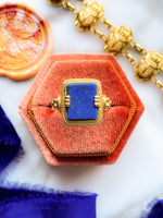 18k Vintage Etruscan Revival Lapis Lazuli Signet Ring