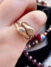 10k Antique OMC Diamond Double Snake Ring