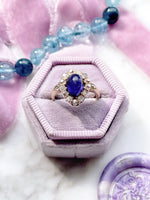 14k Antique Iolite & Diamond Ring