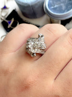 Platinum Mid-Century 1.11 cttw Old Cut Diamond Cocktail Ring