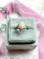 14k WG Edwardian Diamond & Opal Ring