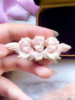 14k Victorian Rare Angel Skin Coral Putti Cherub Brooch