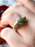 14k Vintage Egyptian Revival Emerald Cabochon Ring