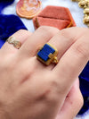 18k Vintage Etruscan Revival Lapis Lazuli Signet Ring