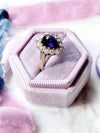 14k Antique Iolite & Diamond Ring