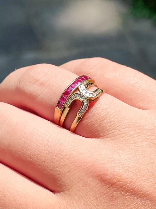 18k Vintage Diamond & Ruby Ring