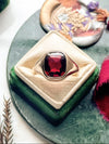 14k Vintage Buff Top Cabochon Garnet Signet Ring