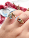 10k Vintage Belcher Set Aquamarine Cabochon Ring