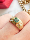 14k Vintage Natural Emerald & Diamond Ring