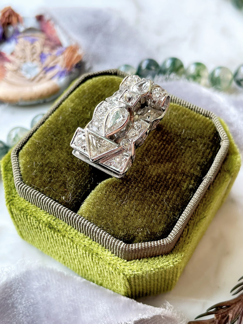 Platinum Vintage Old Mine Cut Diamond Dinner Ring