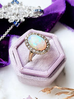 18k Victorian Opal Cabochon w/ Diamond Halo