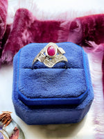 14k Art Deco Natural Star Ruby Cabochon Ring