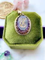 14k Victorian Amethyst & Diamond Pendant