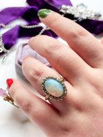 18k Victorian Opal Cabochon w/ Diamond Halo