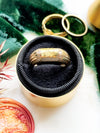 14k Gold Bearing Quartz Cylinder Cabochon Ring