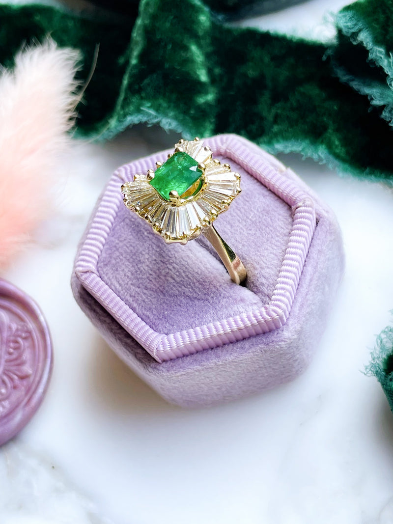 18k Vintage Emerald & Diamond Ballerina Ring