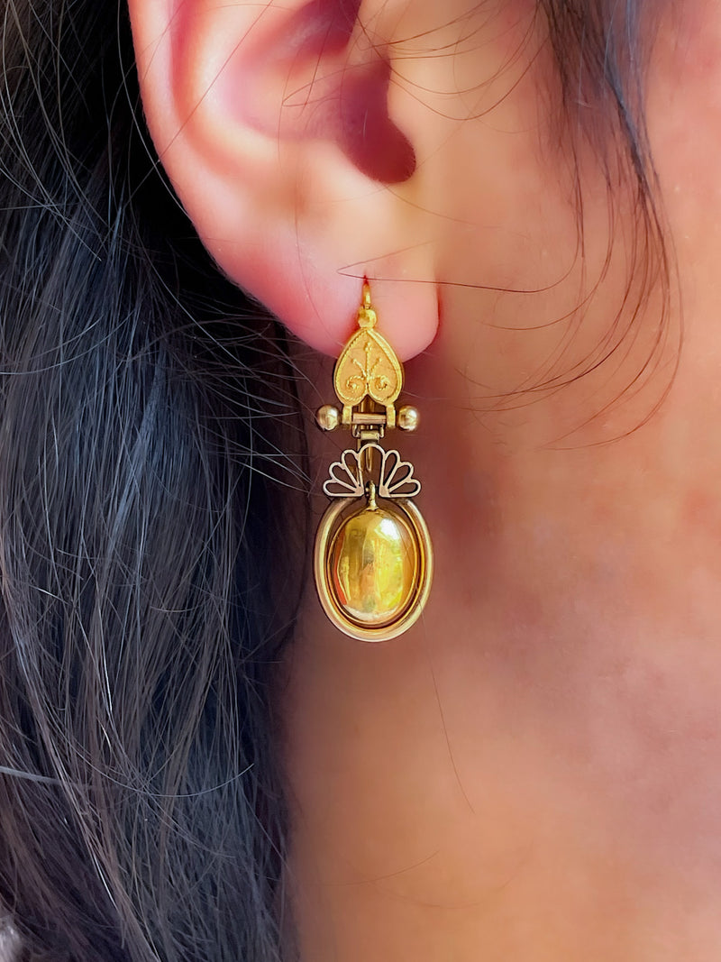 18k Victorian Etruscan Revival Earrings