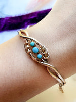 9k Victorian Rose Gold Turquoise Bangle