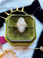 14k Gold Bearing Quartz Ring w/ Diamond Halo