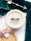 14k Vintage Emerald & Diamond Flush Mounted Ring