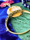 14k Antique Blue Enamel Diamond Bangle