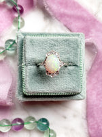 14k WG Edwardian Diamond & Opal Ring