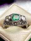 18k Edwardian Emerald & Diamond Ring