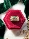 14k Vintage Natural Emerald & Diamond Ring