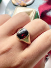 14k Vintage Buff Top Cabochon Garnet Signet Ring