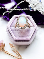 18k Victorian Opal Cabochon w/ Diamond Halo