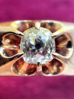 14k Antique Rose Gold OMC Cushion Cut Diamond Ring