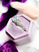 18k Art Deco Cushion Cut Aquamarine & Diamond Ring