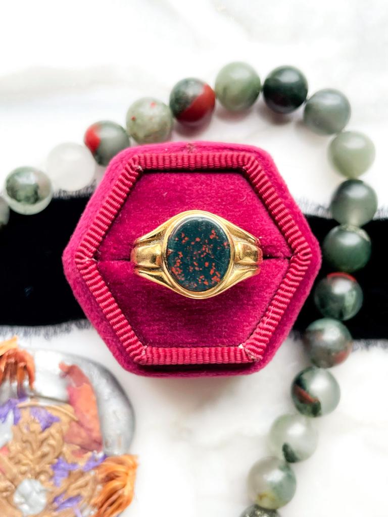 18k Victorian Bloodstone Signet Ring