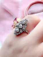 14k Edwardian Old Mine Cut Diamond Dinner Ring