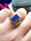 14k Vintage Etruscan Revival Lapis Signet Ring