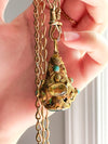 18k Art Nouveau Citrine, Turquoise & Paste Fob