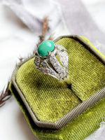 10k Vintage Diamond & Turquoise Bombe Ring