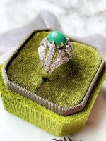 10k Vintage Diamond & Turquoise Bombe Ring