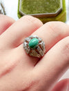 10k Vintage Diamond & Turquoise Bombe Ring