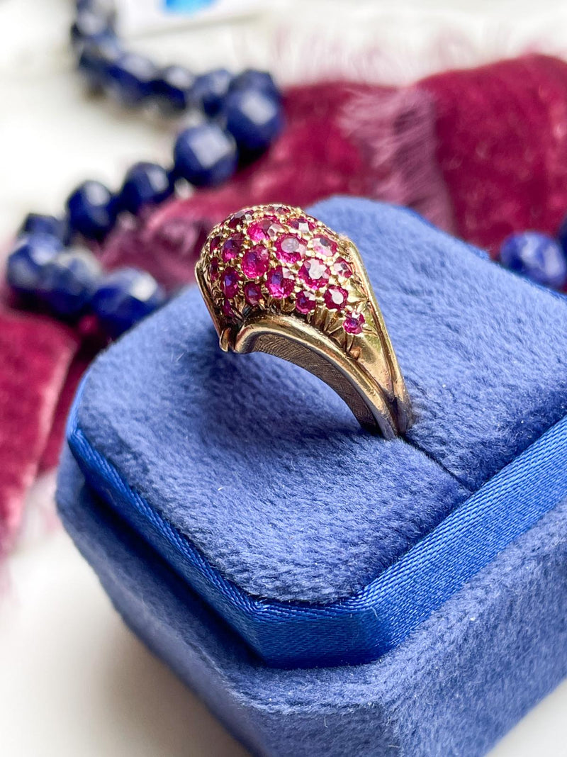 14k Vintage Ruby Bombe Ring