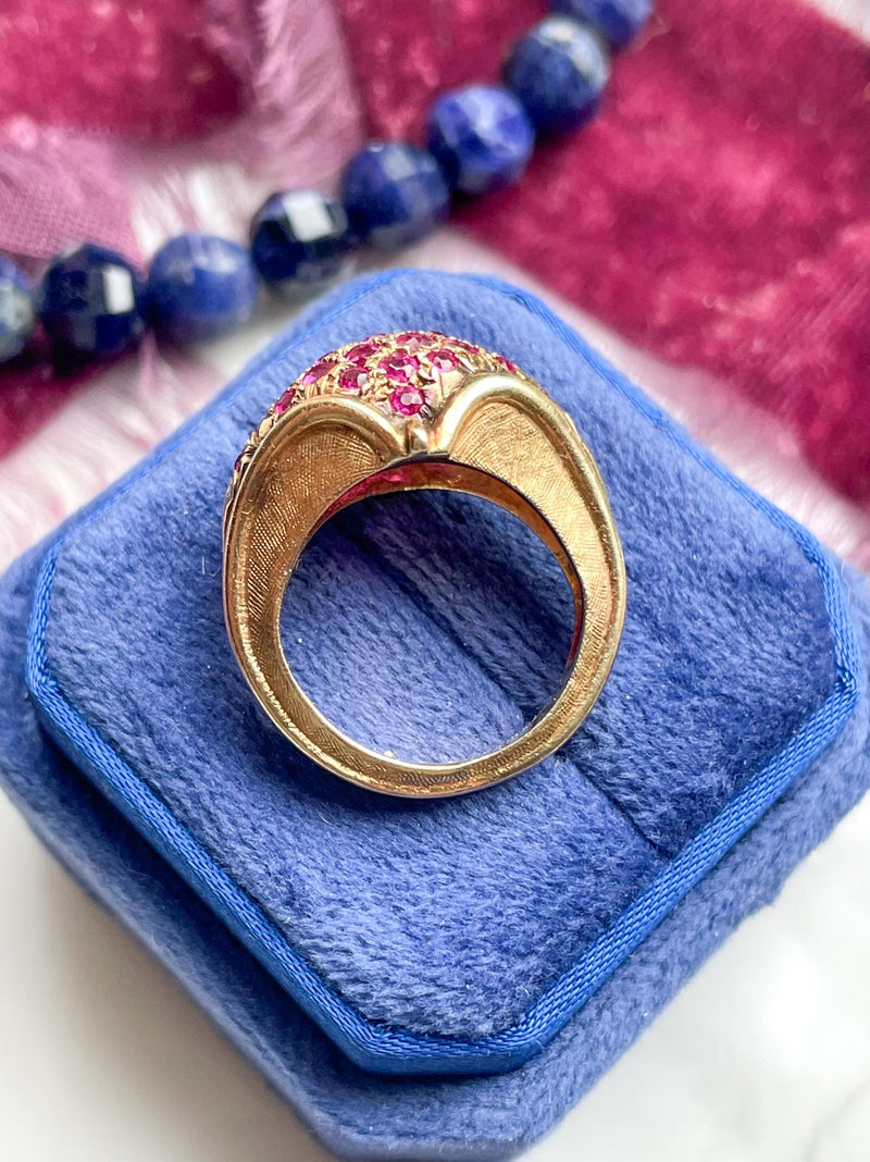 14k Vintage Ruby Bombe Ring