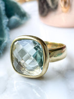 18k Italian Cushion Cut Aquamarine Ring