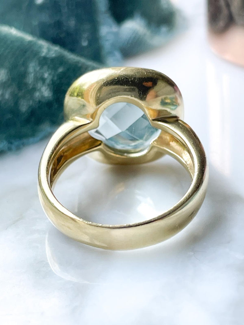 18k Italian Cushion Cut Aquamarine Ring