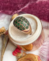 14k Vintage Green Tourmaline Bombe Ring