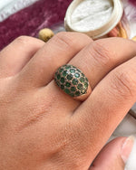 14k Vintage Green Tourmaline Bombe Ring