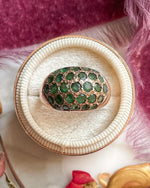 14k Vintage Green Tourmaline Bombe Ring