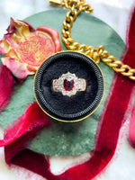 14k Victorian Ruby & Diamond Navette Ring