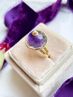 14k Vintage Amethyst Cabochon Ring